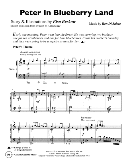 Peter In Blueberry Land Sheet Music