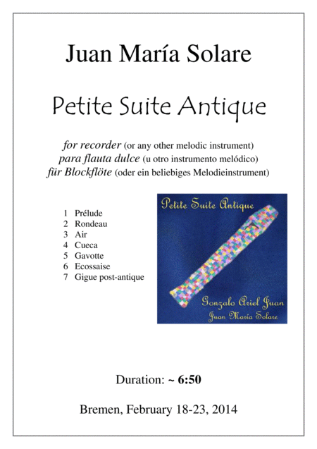 Petite Suite Antique Recorder Any Melodic Instrument Sheet Music