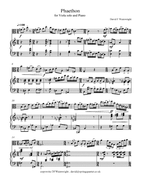 Free Sheet Music Phaethon For Solo Viola And Piano