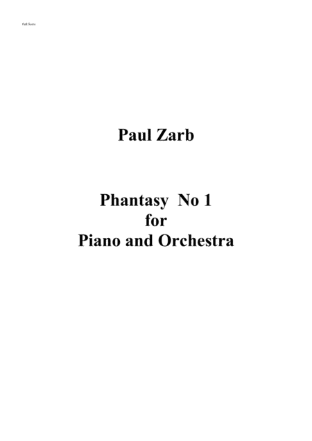 Phantasy No 1 For Piano And Orchestra Ibla 2016 Sheet Music