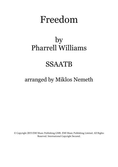 Free Sheet Music Pharrell Williams Freedom Ssaatb