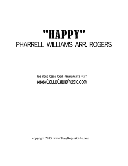 Pharrell Williams Happy For Cello Quintet Score And Parts Sheet Music