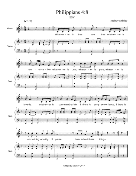 Philippians 4 8 Sheet Music