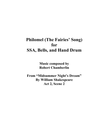 Philomel The Fairies Song Sheet Music