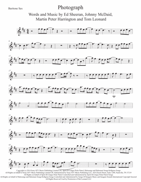 Photograph Bari Sax Sheet Music