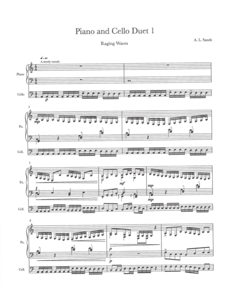 Piano And Celle Duet 1 Raging Waves Sheet Music