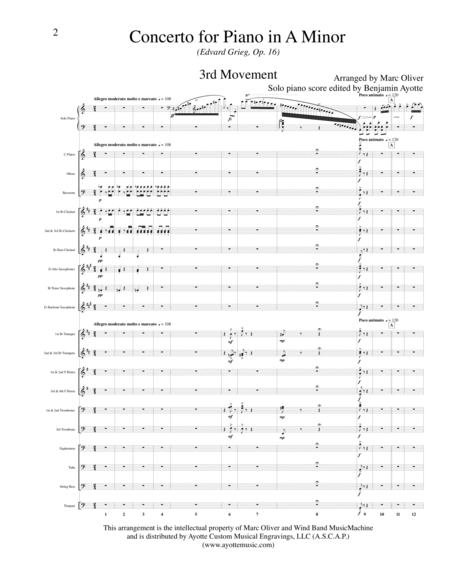 Piano Concerto In A Minor Third Movement For Piano And Wind Band Score And Parts Sheet Music