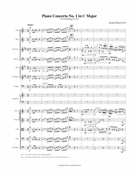 Piano Concerto No I In C Major Schroedingers Cat Orchestral Score And Parts 1st Movement Sheet Music