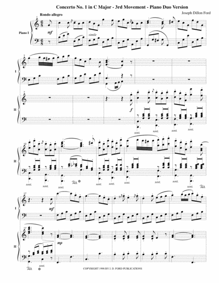 Piano Concerto No I In C Major Schroedingers Cat Piano Duo Version 3rd Movement Sheet Music