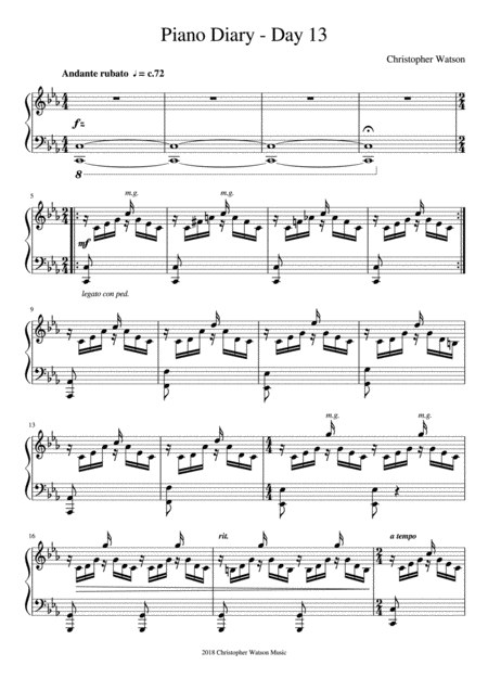 Piano Diary No 13 Sheet Music