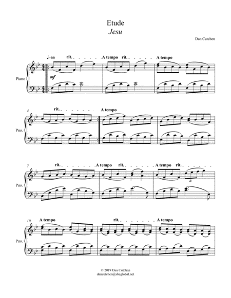 Piano Etude Jesu Sheet Music