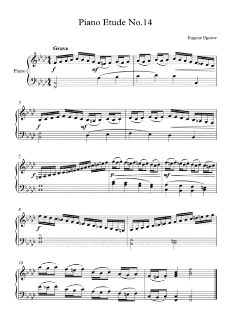 Piano Etude No 14 In F Minor Sheet Music