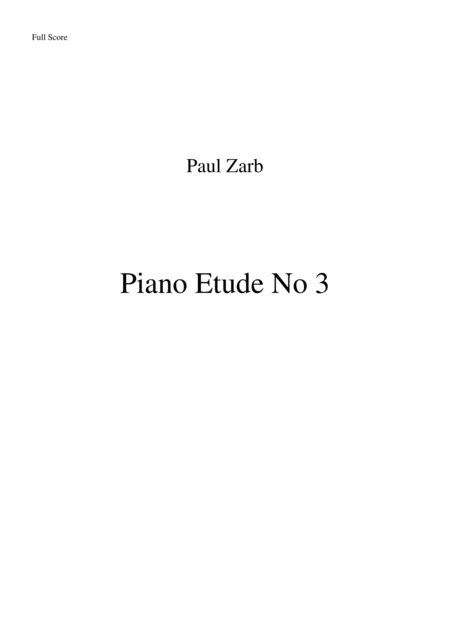 Piano Etude No 3 Sheet Music