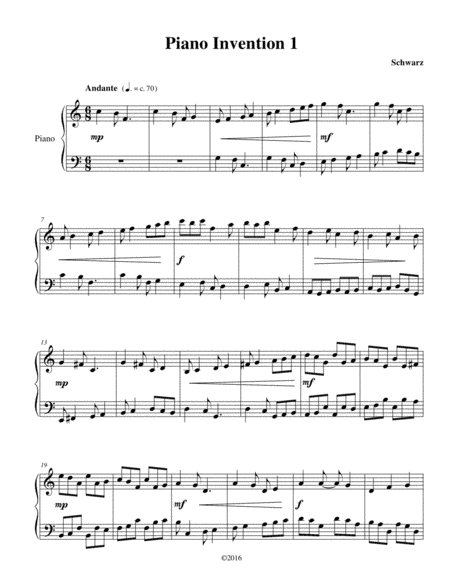 Free Sheet Music Piano Invention 1