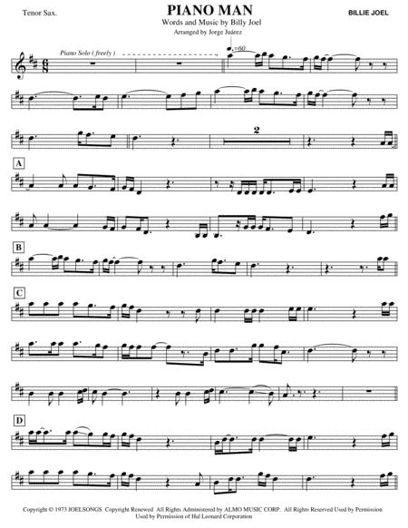 Free Sheet Music Piano Man Tenor Sax