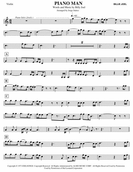 Piano Man Violin Sheet Music