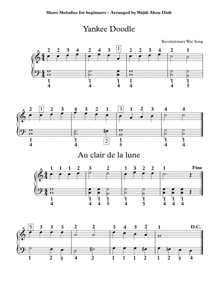 Piano Melodies For Beginners Sheet Music