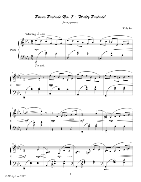 Piano Prelude No 7 Waltz Prelude Sheet Music