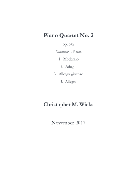 Piano Quartet No 2 Sheet Music