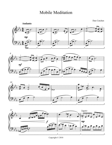 Piano Solo Mobile Meditation Sheet Music