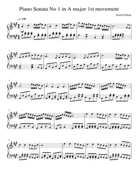 Free Sheet Music Piano Sonata A Major No 1