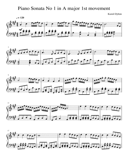 Piano Sonata A Major No 1 Sheet Music