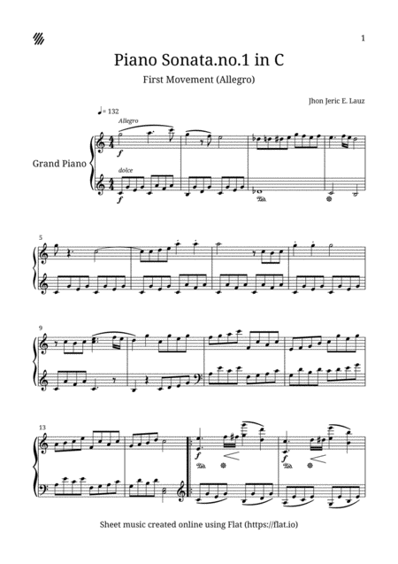 Piano Sonata No 1 1st Movement Sheet Music