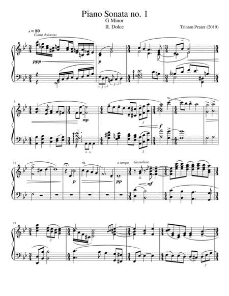 Piano Sonata No 1 G Minor 2nd Movement Dolce Sheet Music