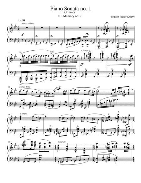 Piano Sonata No 1 G Minor 3rd Movement Memory No 3 Sheet Music