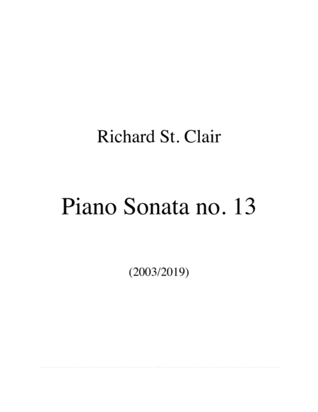 Piano Sonata No 13 In Two Movements Sheet Music