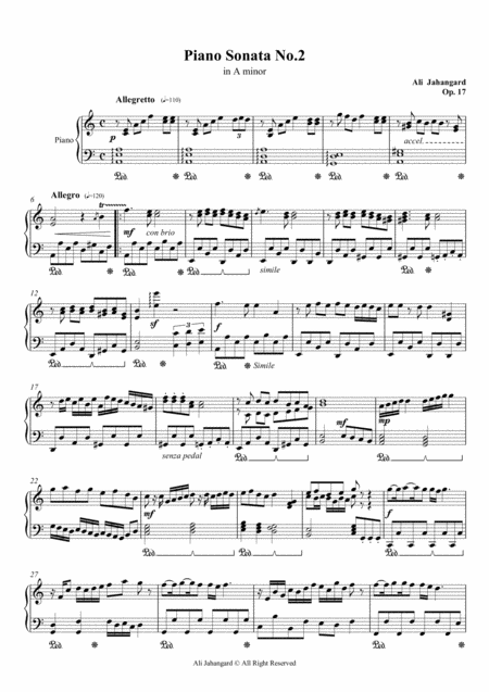 Free Sheet Music Piano Sonata No 2 In A Minor Op 17