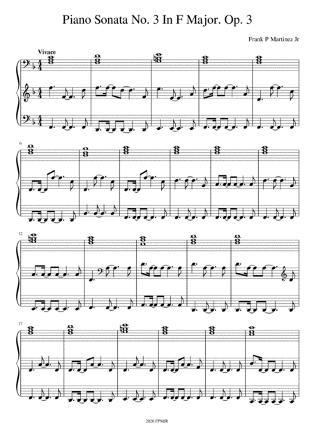 Piano Sonata No 3 In F Major Op 3 Sheet Music