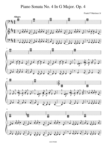 Piano Sonata No 4 In G Major Op 4 Sheet Music