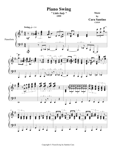 Piano Swing Little Italy Cs519 Piano Solo Sheet Music