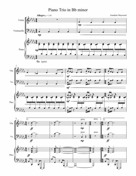 Piano Trio In Bb Minor Sheet Music