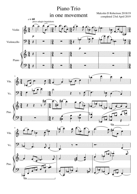Free Sheet Music Piano Trio In One Movement