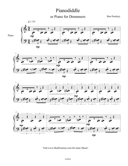 Free Sheet Music Pianodiddle Or Piano For Drummers