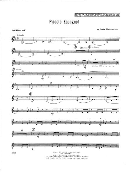 Free Sheet Music Piccolo Espagnol 2nd Horn In F