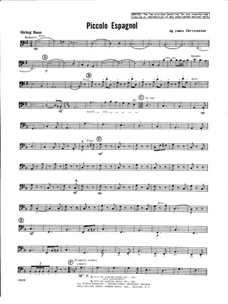 Piccolo Espagnol Bass Sheet Music