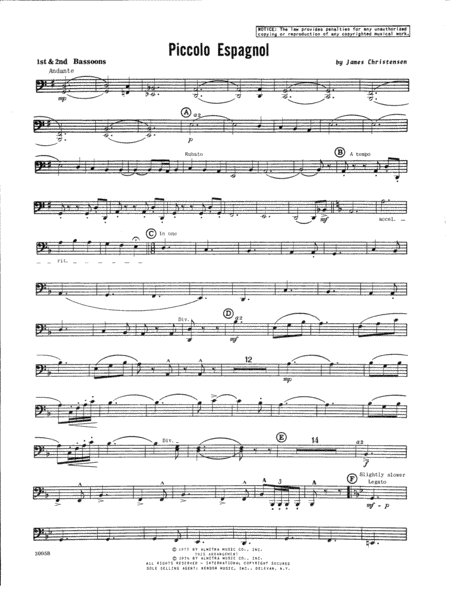 Piccolo Espagnol Bassoon Sheet Music