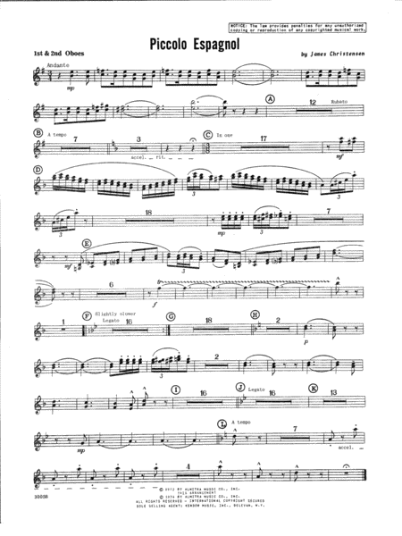 Free Sheet Music Piccolo Espagnol Oboe