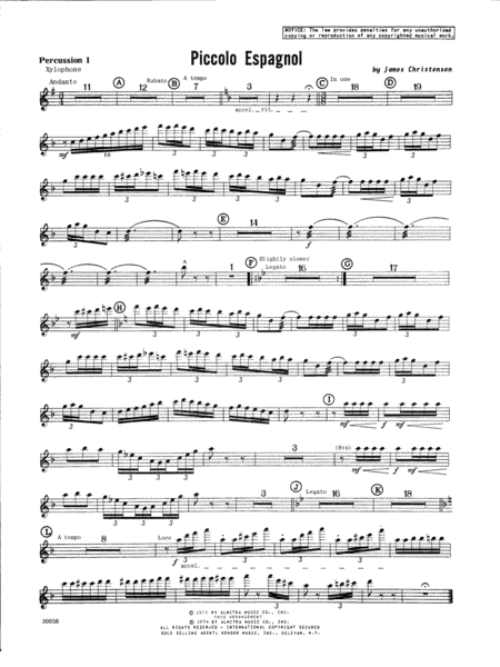 Free Sheet Music Piccolo Espagnol Percussion 1