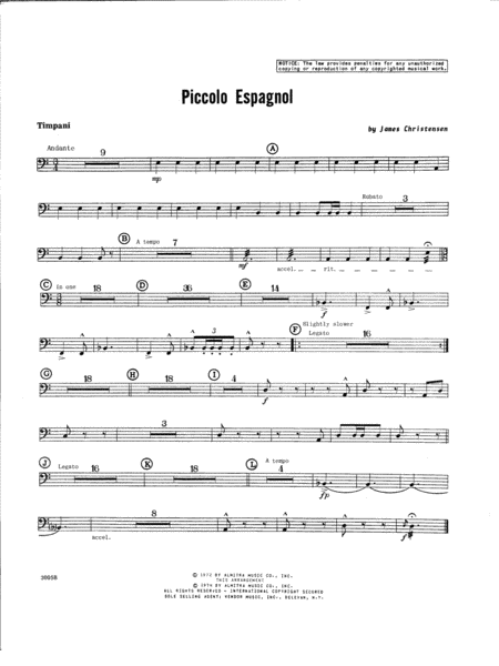 Free Sheet Music Piccolo Espagnol Timpani