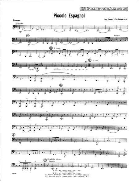 Free Sheet Music Piccolo Espagnol Tuba