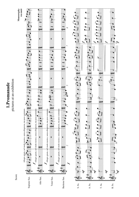 Pictures At An Exhibition For Saxophone Quartet Satb Sheet Music