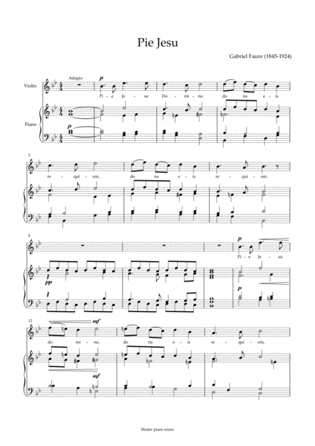 Pie Jesu For Violin And Piano Sheet Music