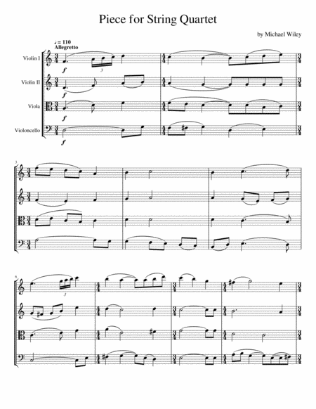 Piece For String Quartet Sheet Music