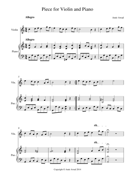 Piece For Violin And Piano Sheet Music