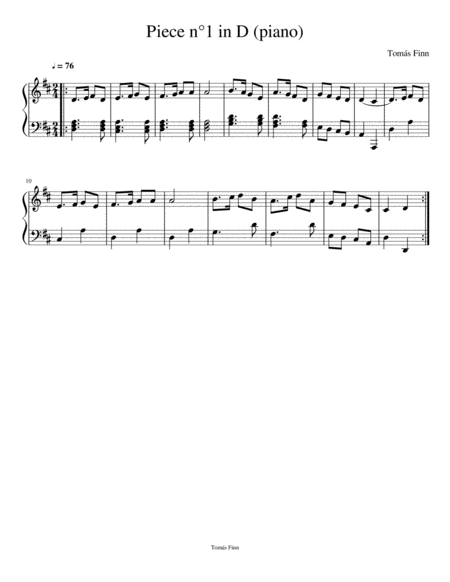 Free Sheet Music Piece N 1 In D Piano