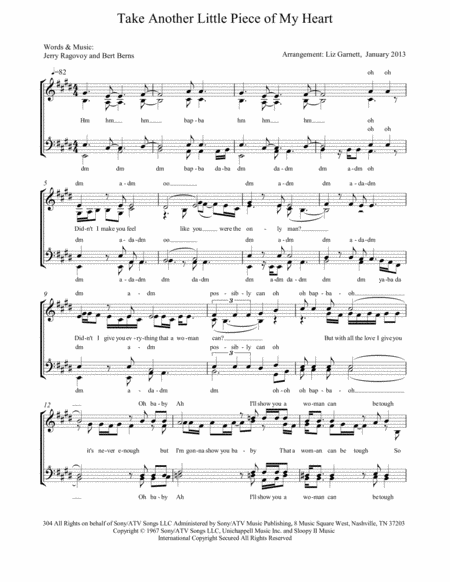 Free Sheet Music Piece Of My Heart